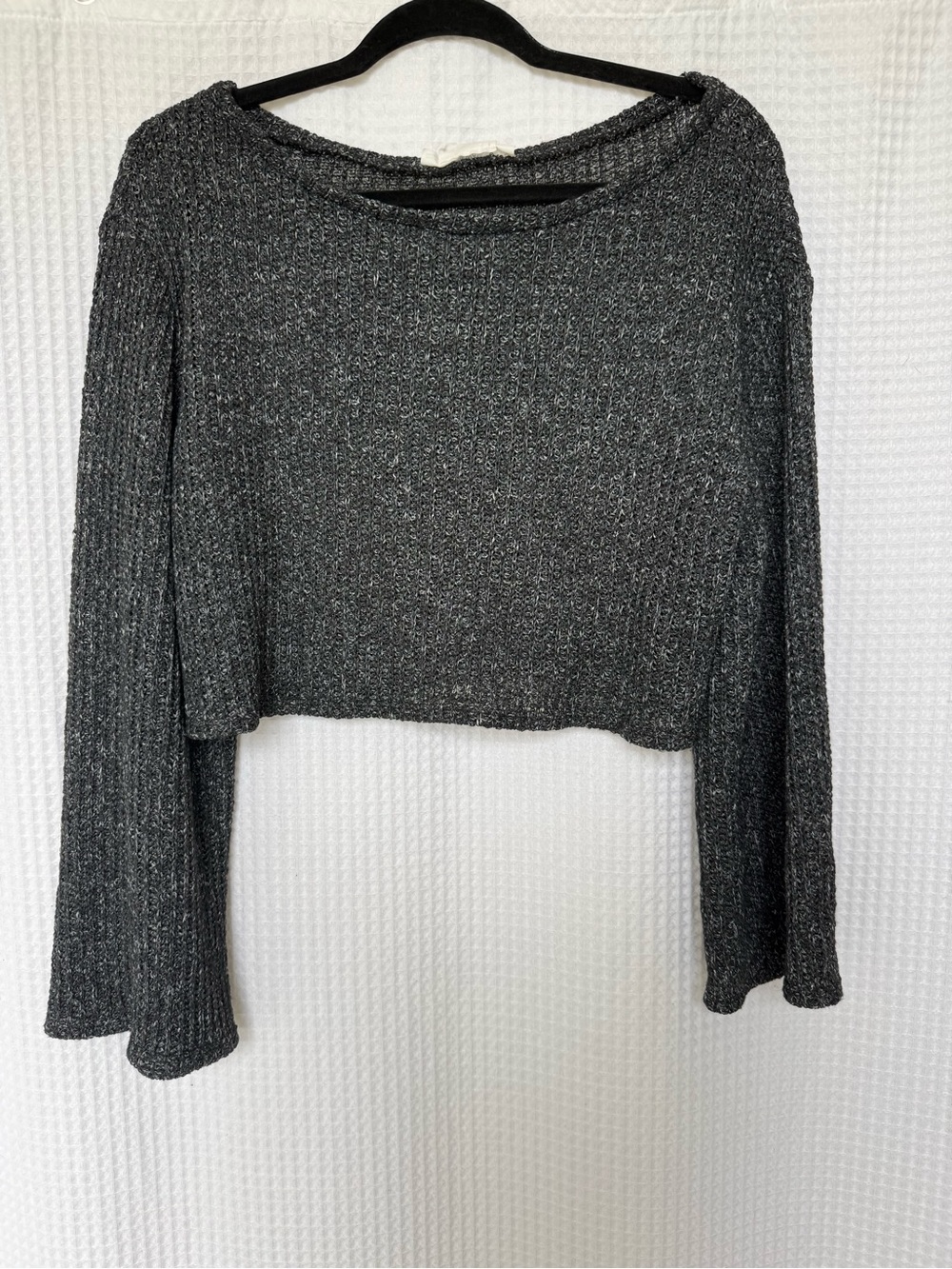 Urban Renewal Black Cropped Slouchy Ribbed Long Sleeve Cropped Sweater